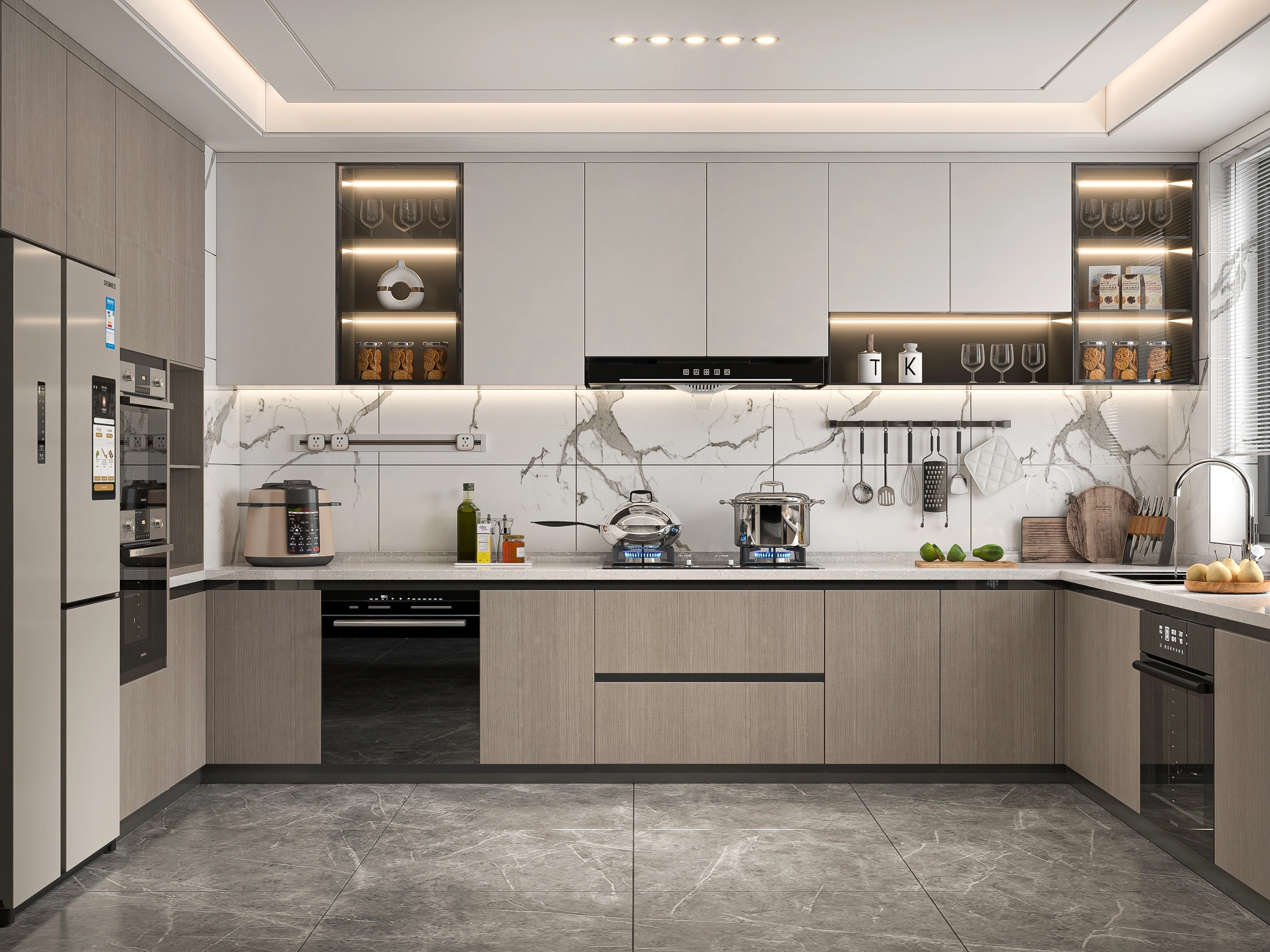 Fine trim and finish work around cabinetry